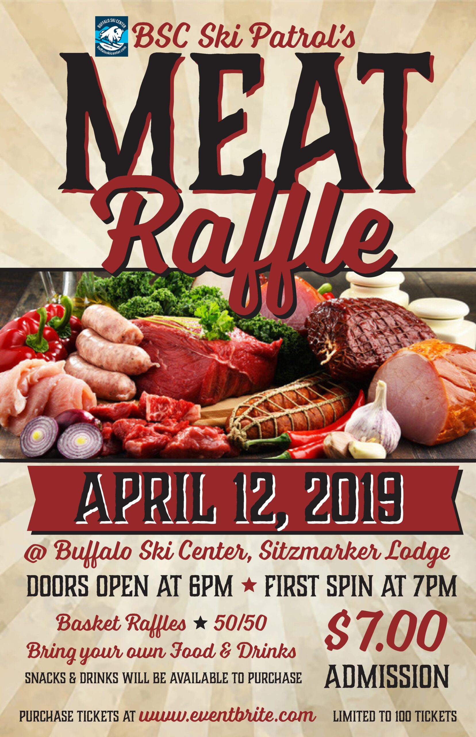 Meat Raffle Poster 2019 Buffalo Ski Center